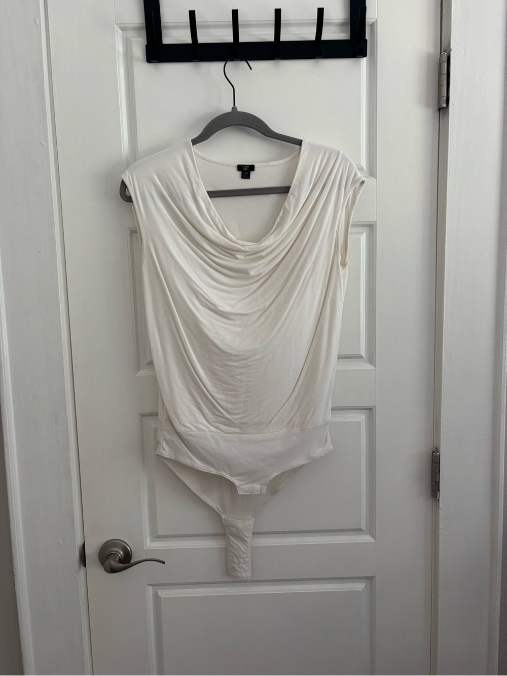 J. Crew Ivory Draped Cowl-Neck Bodysuit